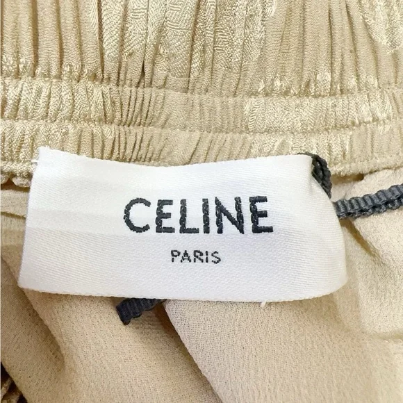 Authentic Celine Tan Patterned Off-Shoulder Top - Picture 5 of 8